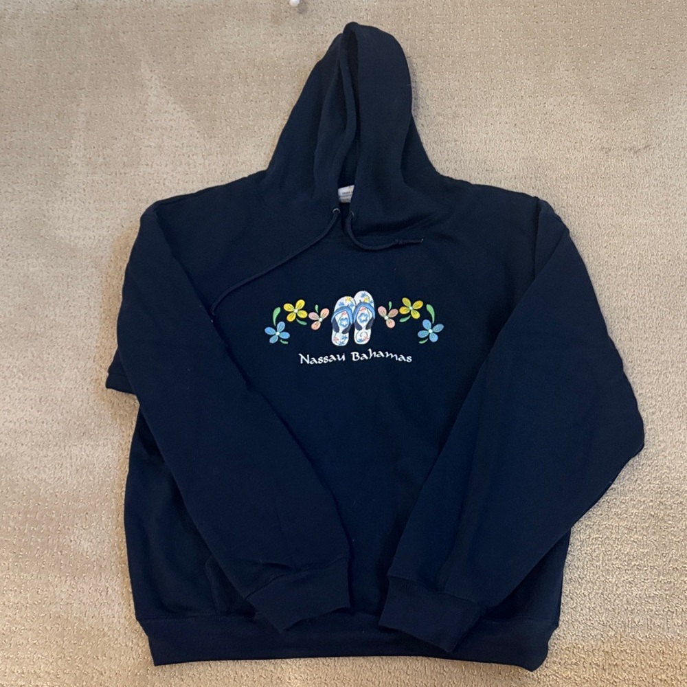 Gildan navy Hoodie with Floral Design